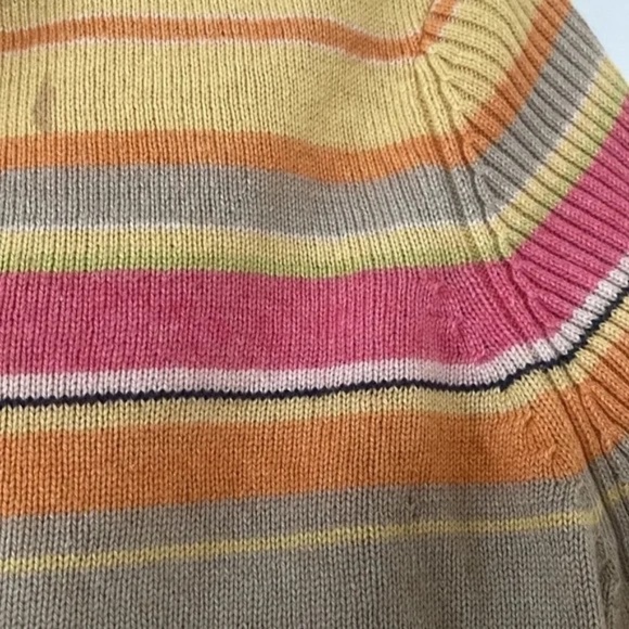 Vintage Carlisle Sweater Top Striped V Neck Collared Ribbed Medium - Picture 5 of 6